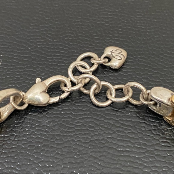 Retired Vintage BRIGHTON 2-tone Gold & Silver Rhinestone Ornate Link Bracelet - Picture 14 of 16